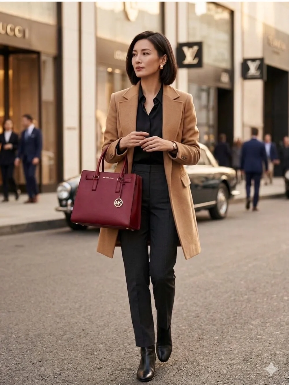 NWOT Michael Kors Dillon Saffiano Leather Satchel - Burgundy Wine